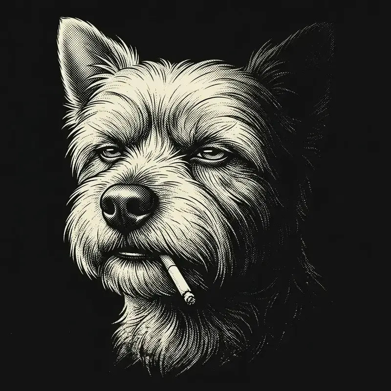Funny Vintage Smoking Dog T-Shirt Sweatshirt Hoodie