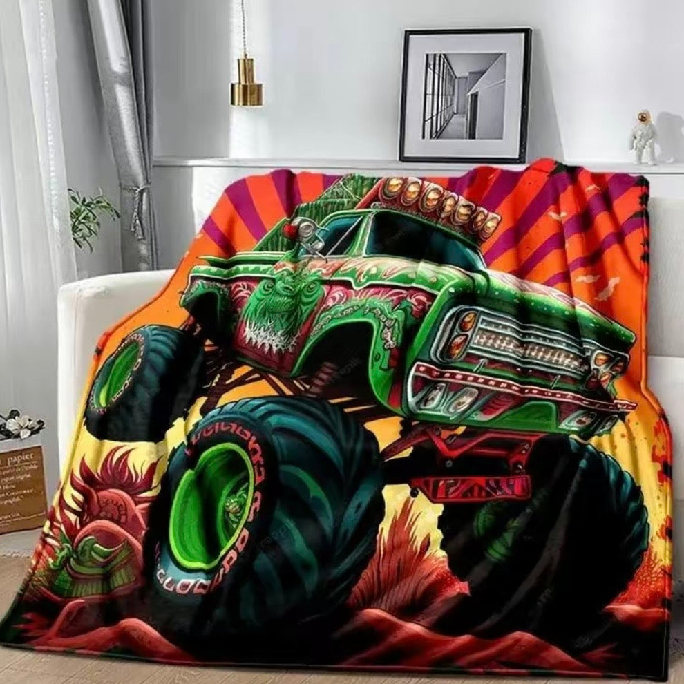 M-Monster Jam Pattern Flannel Blanket