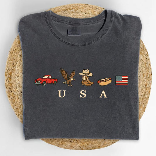 USA Icons American Flag 4th Of July Graphic T-Shirt Sweatshirt Hoodie