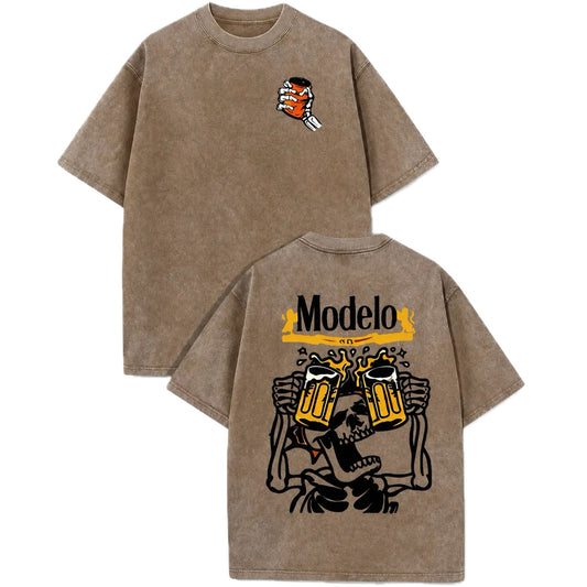 Vintage Skeleton Drinking Beer Graphic T-Shirt Sweatshirt Hoodie