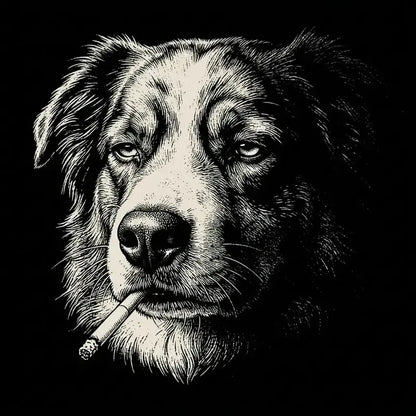 Funny Vintage Smoking Dog T-Shirt Sweatshirt Hoodie