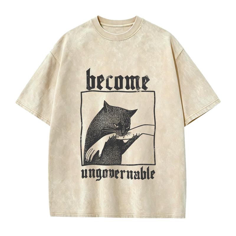 Become Ungovernable Funny Graphic Cat Biting Hand T-Shirt Sweatshirt Hoodie