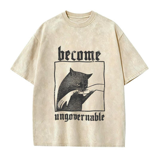 Become Ungovernable Funny Graphic Cat Biting Hand T-Shirt Sweatshirt Hoodie