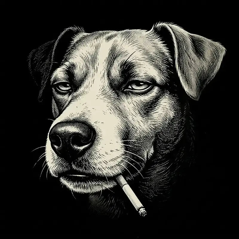 Funny Vintage Smoking Dog T-Shirt Sweatshirt Hoodie
