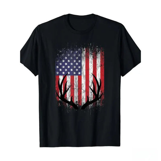 Deer Hunting American Flag White Tail Antlers T-Shirt/Sweatshirt/Hoodie