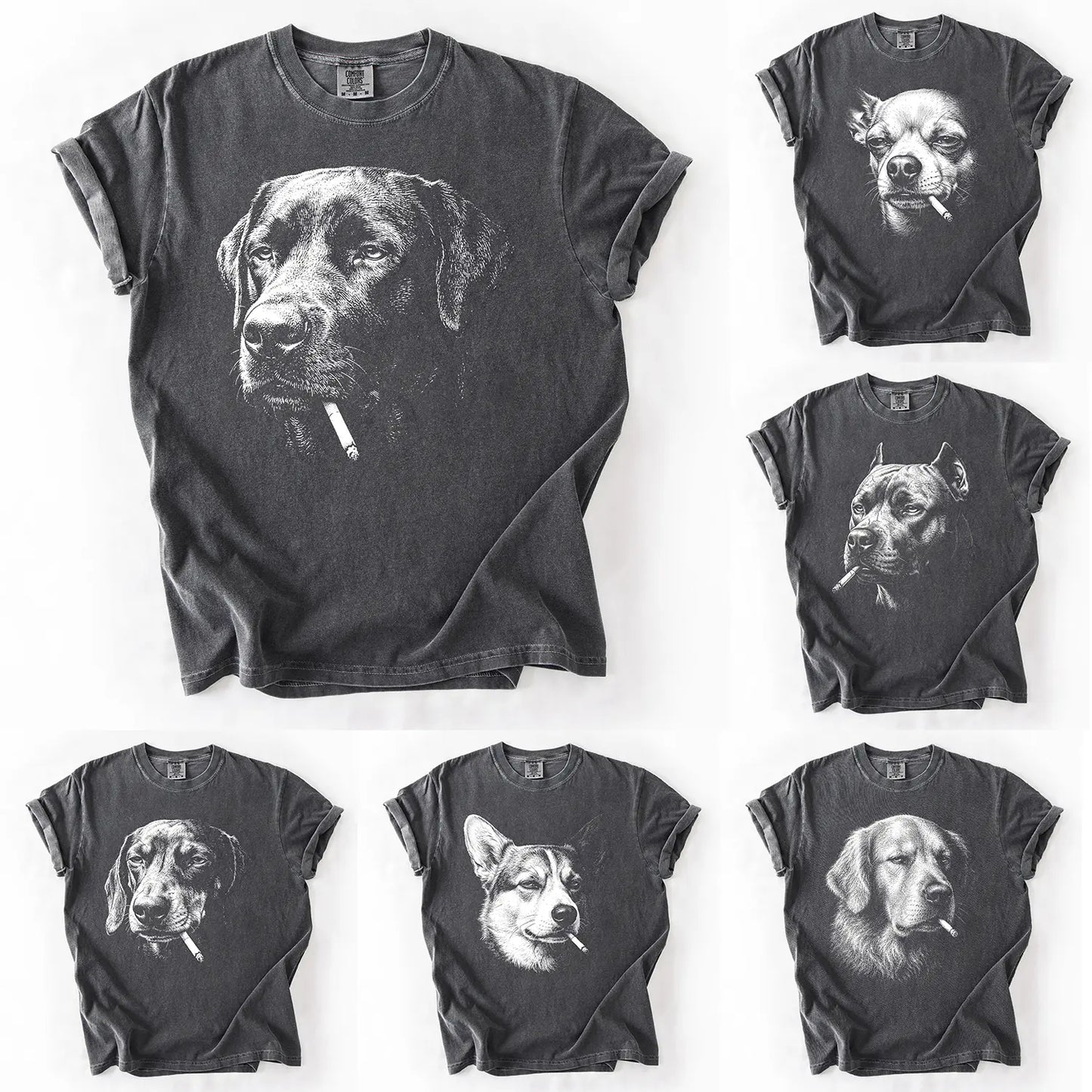 Funny Vintage Smoking Dog T-Shirt Sweatshirt Hoodie
