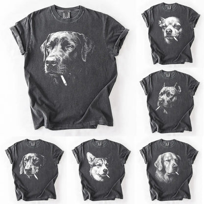 Funny Vintage Smoking Dog T-Shirt Sweatshirt Hoodie