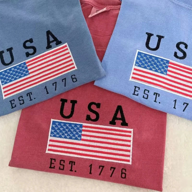 America Embroidered Custom T-Shirt Sweatshirt Hoodie