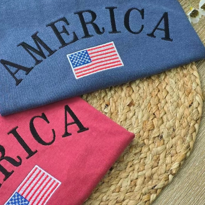 America Embroidered Custom T-Shirt Sweatshirt Hoodie
