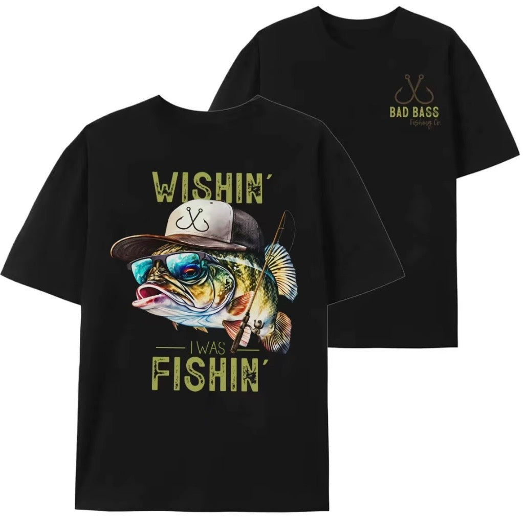 Wishin I Was Fishin Graphic T-Shirt Sweatshirt Hoodie