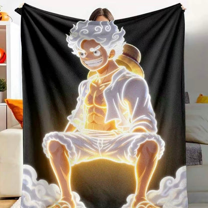 Sunset Pirate Ship Silhouette Cartoon Flannel Blanket