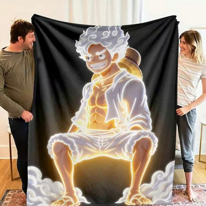 Sunset Pirate Ship Silhouette Cartoon Flannel Blanket