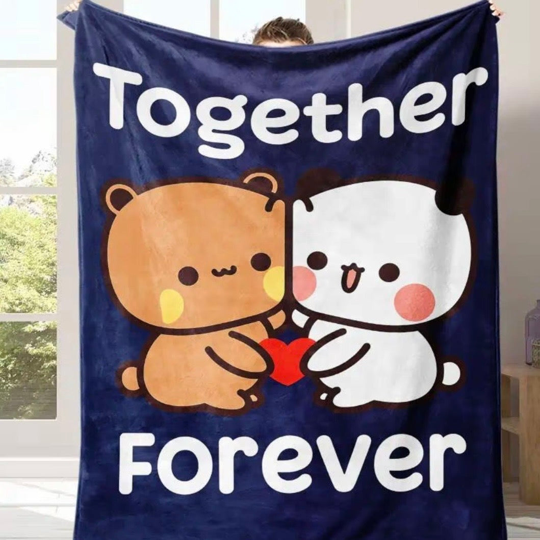 Bubu And Dubu Together Forever Lovers Flannel Blanket