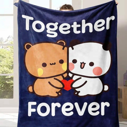 Bubu And Dubu Together Forever Lovers Flannel Blanket