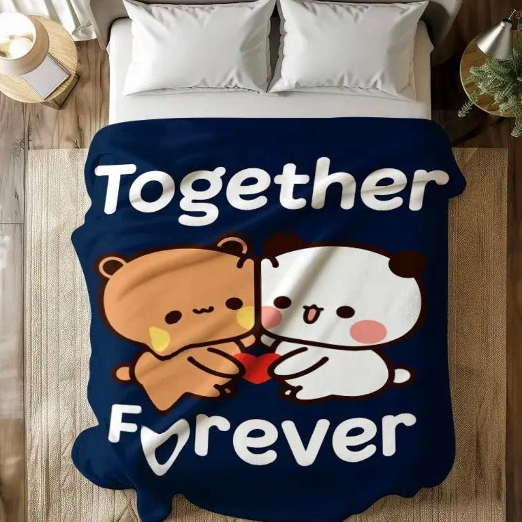Bubu And Dubu Together Forever Lovers Flannel Blanket