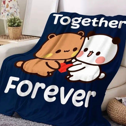 Bubu And Dubu Together Forever Lovers Flannel Blanket