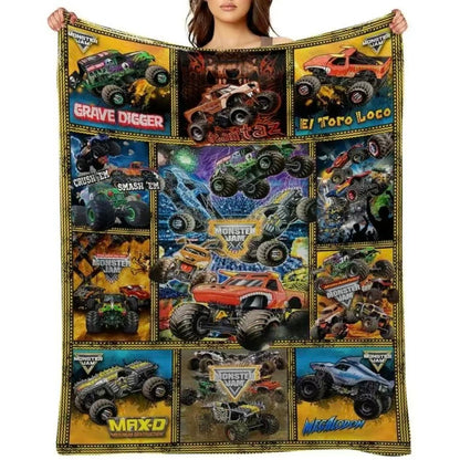 M-Monster Jam Pattern Flannel Blanket