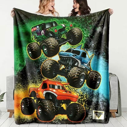M-Monster Jam Pattern Flannel Blanket