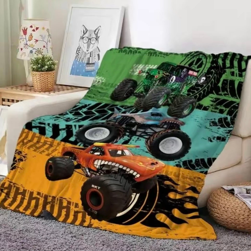M-Monster Jam Pattern Flannel Blanket