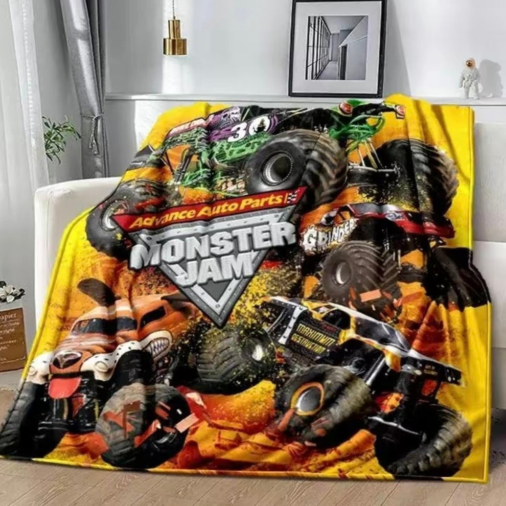 M-Monster Jam Pattern Flannel Blanket