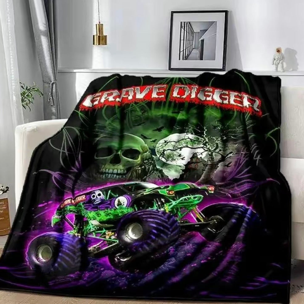 M-Monster Jam Pattern Flannel Blanket