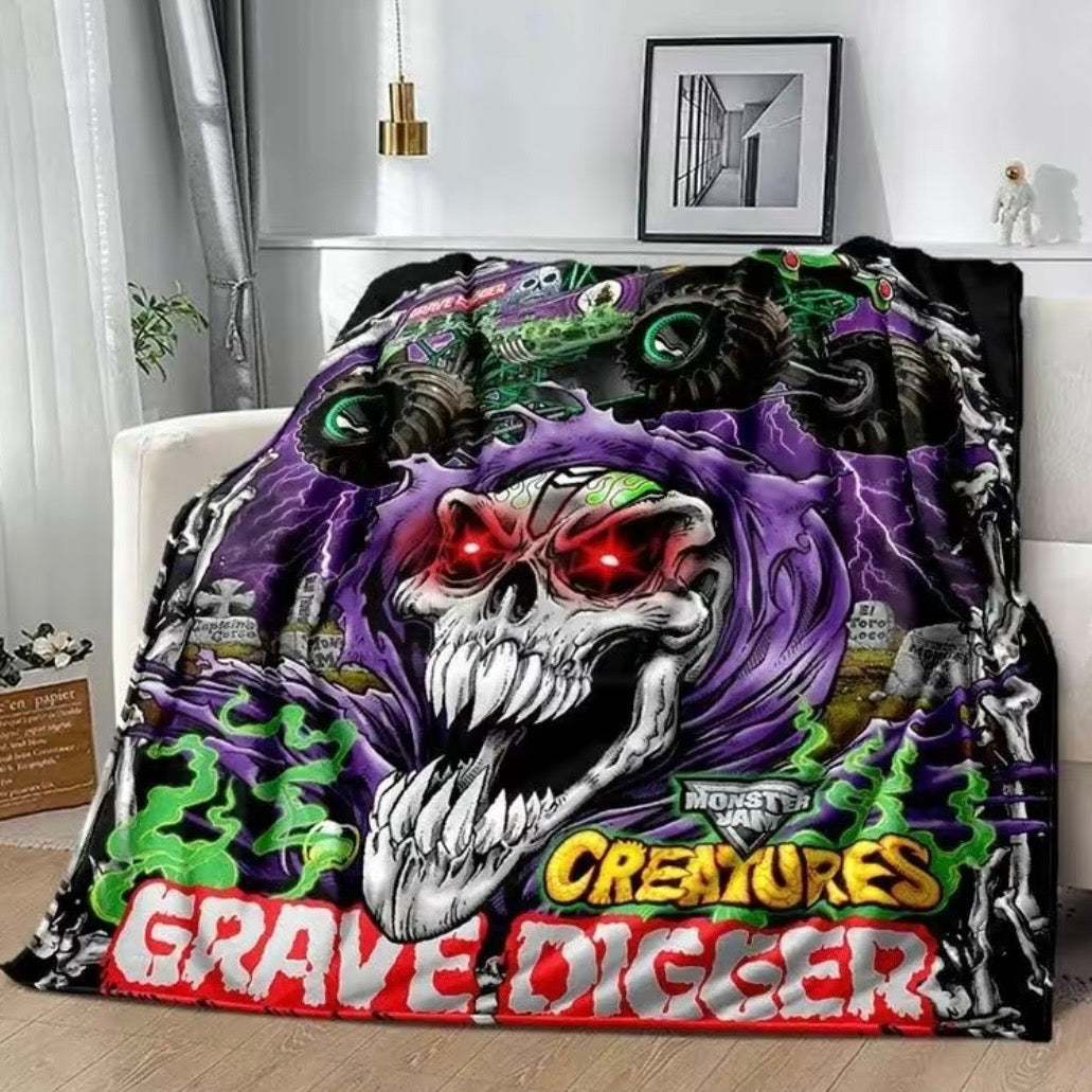 M-Monster Jam Pattern Flannel Blanket