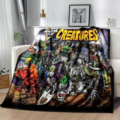 M-Monster Jam Pattern Flannel Blanket