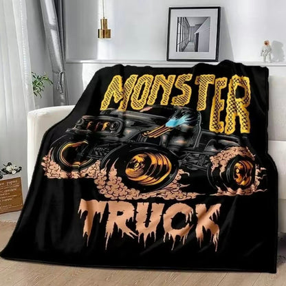 M-Monster Jam Pattern Flannel Blanket