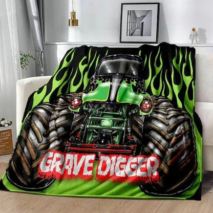 M-Monster Jam Pattern Flannel Blanket