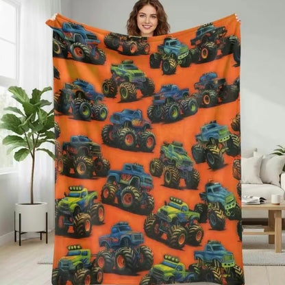 M-Monster Jam Pattern Flannel Blanket