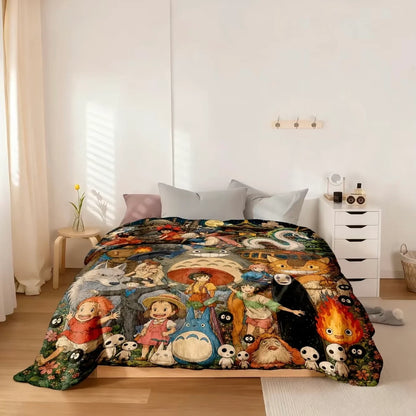 Studio Ghibli Anime Pattern Flannel Blanket