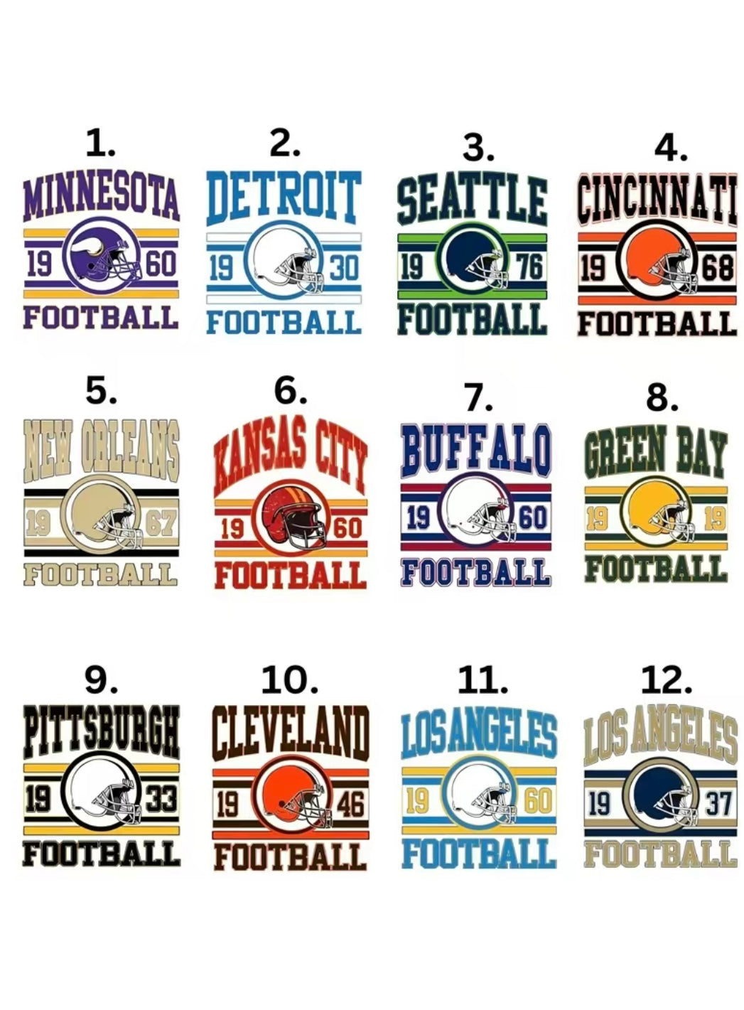 Vintage Football Team Collection T-Shirt/Sweatshirt/Hoodie