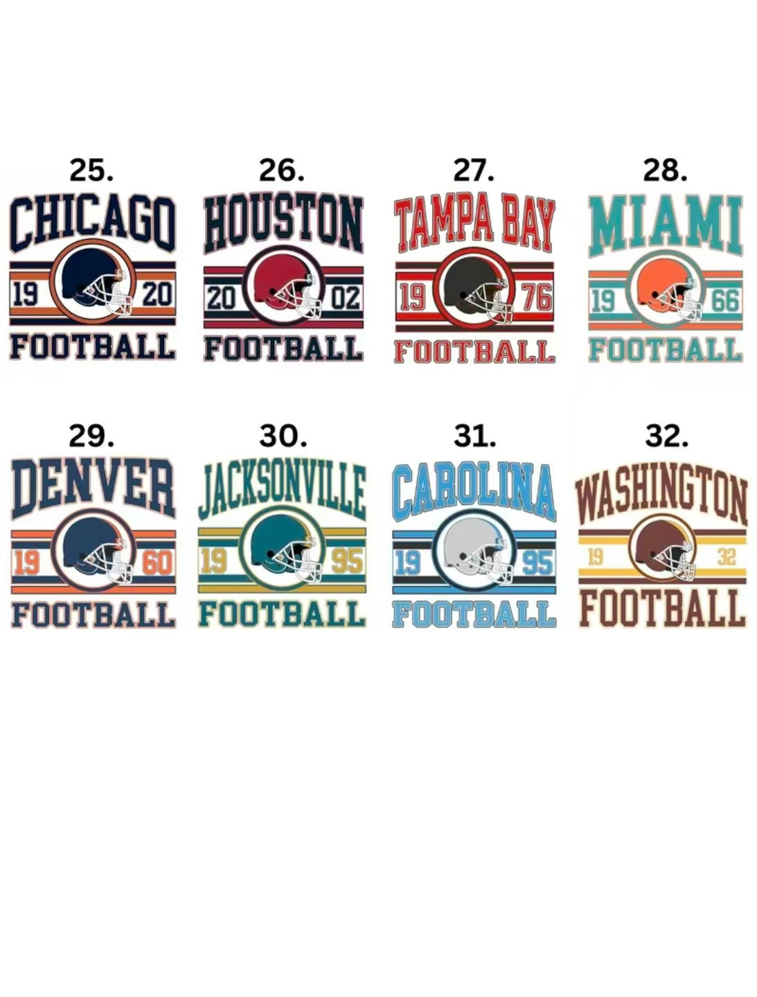 Vintage Football Team Collection T-Shirt/Sweatshirt/Hoodie
