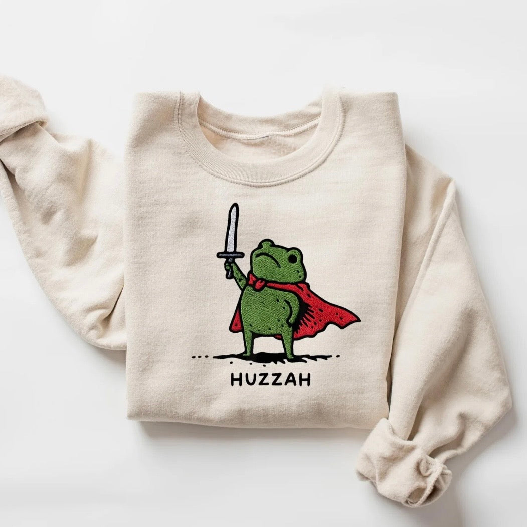 Huzzah Frog Embroidered T-Shirt/Sweatshirt/Hoodie