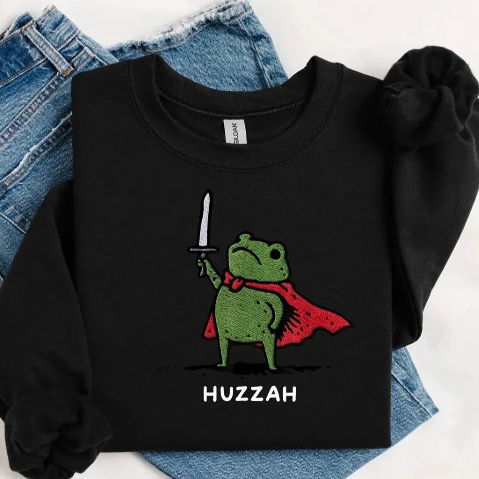 Huzzah Frog Embroidered T-Shirt/Sweatshirt/Hoodie