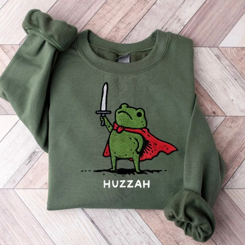 Huzzah Frog Embroidered T-Shirt/Sweatshirt/Hoodie