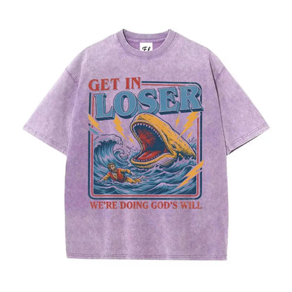 Jonah And The Whale Graphic Get In Loser We're Doing God's Will T-Shirt Sweatshirt Hoodie