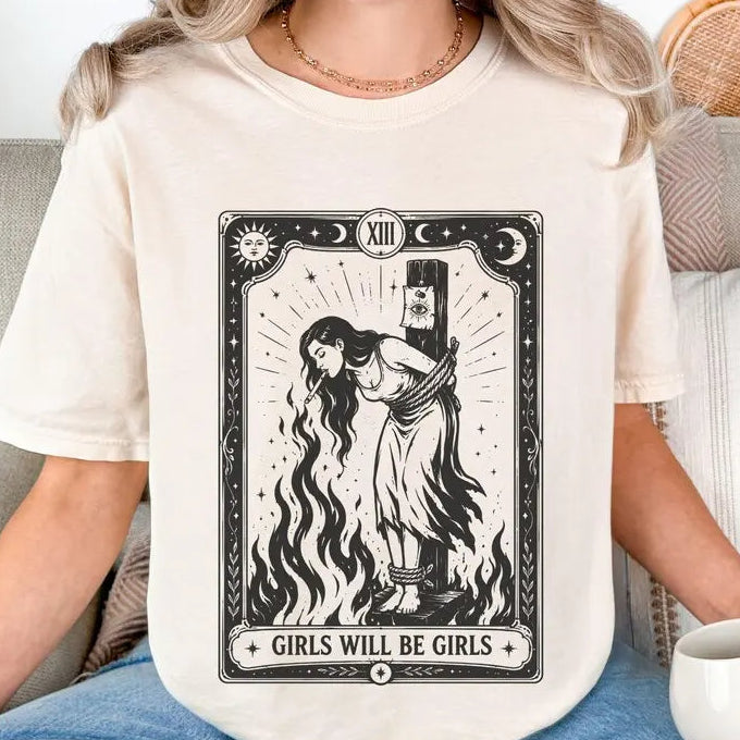 Girls Will Be Girls Witch With Sigarete T-Shirt Sweatshirt Hoodie