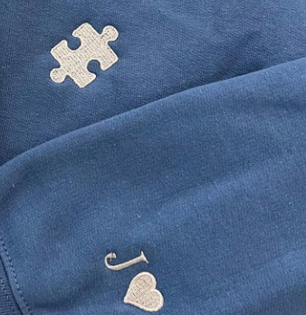 Custom Embroidered Heart and Puzzle Piece Couples T-Shirt/Sweatshirt/Hoodie